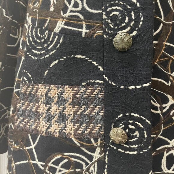 COAT BLAZER RARE Y2K FOREST GRUNGE SCRIBBLE PATTERN YARN RITUAL AESTHETIC R - Picture 16 of 17